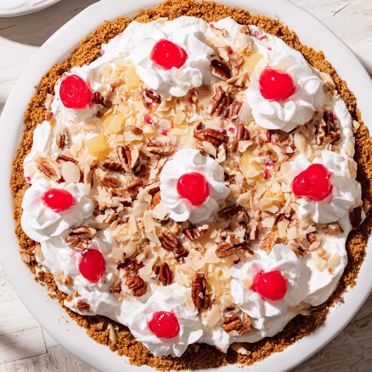 Cool and refreshing, this Millionaire Pie features a graham cracker crust and a sweet, fruity filling.
