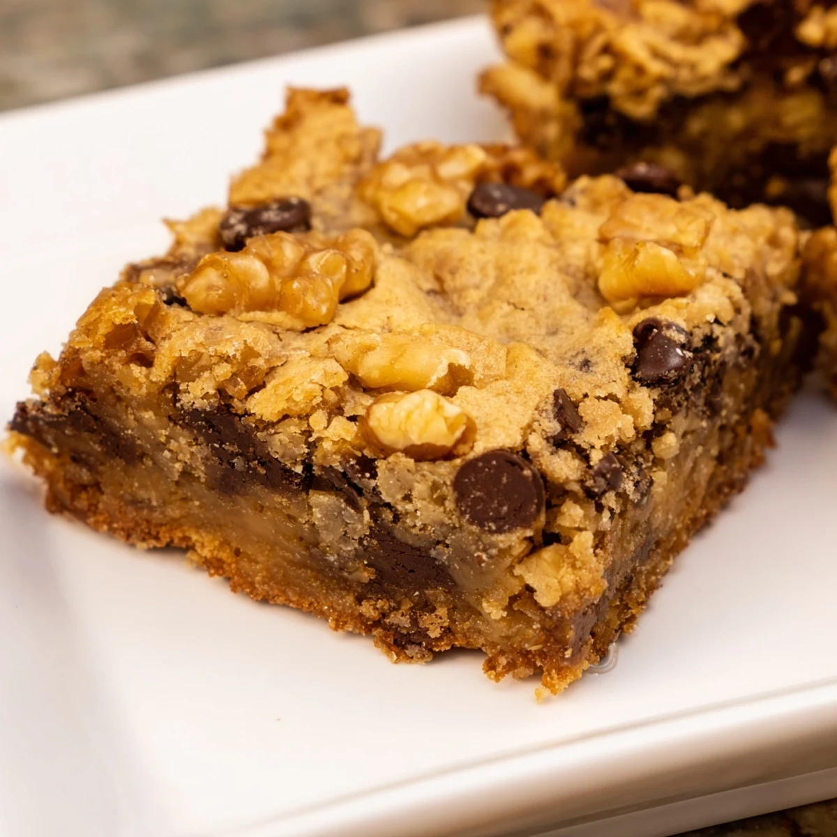 Warm, freshly baked blondies with a buttery aroma, perfect for satisfying your sweet tooth.
