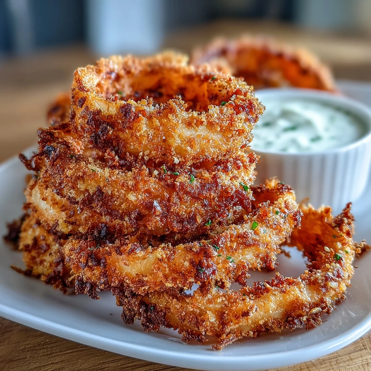 Golden Crispy Onion Rings with Garlic Aioli