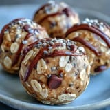 Delicious snack-sized protein balls with peanut butter, showcasing oats.