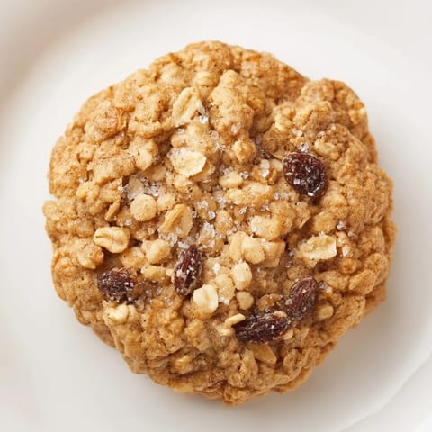 A plate of chewy Oatmeal Raisin Cookies, showing plump raisins nestled within each delightfully spiced bite.