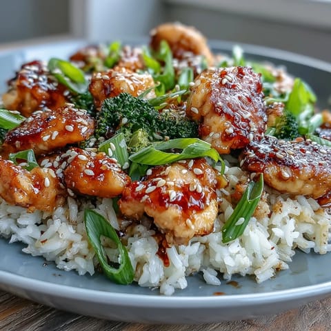 One pan honey garlic chicken broccoli rice with tender chicken thighs, fluffy grains, and crisp broccoli florets.