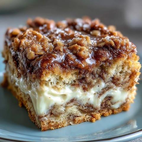 Golden-brown High-Protein Cinnamon Swirl Coffee Cake Oats fresh from the oven with a crumbly topping.