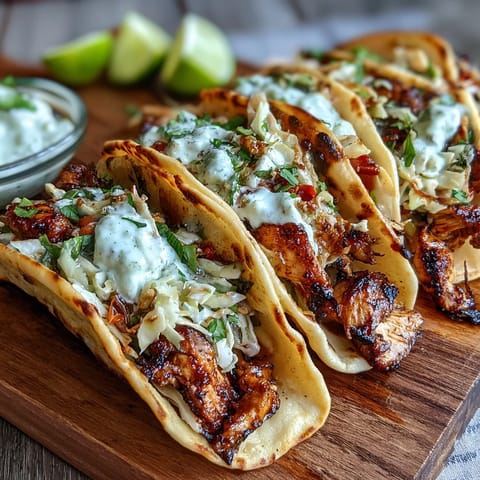 Honey Garlic Naan Chicken Tacos on a plate with lime wedges and cilantro.