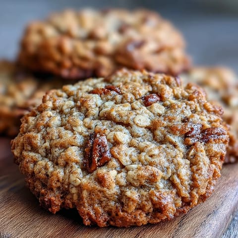 Vegan banana oat breakfast cookies with cinnamon, golden and chewy, topped with raisins for a naturally sweet morning treat.