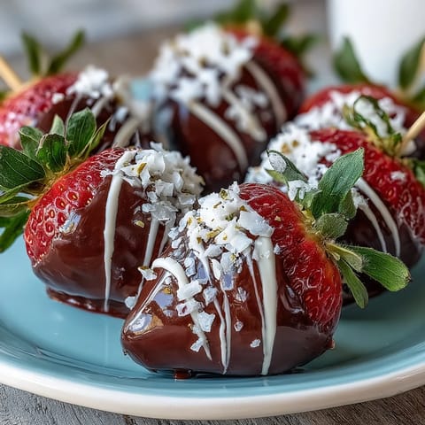 Rich dark and white chocolate-covered strawberries in a stunning bouquet, garnished with nuts and sprinkles for an elegant edible gift.