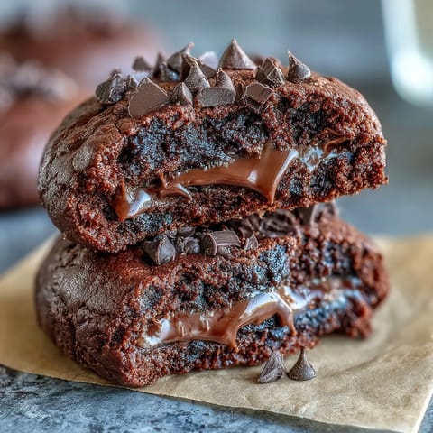 Double Chocolate Cottage Cheese Protein Cookies: rich, fudgy cookies with melted chocolate chips and a protein-packed twist.
