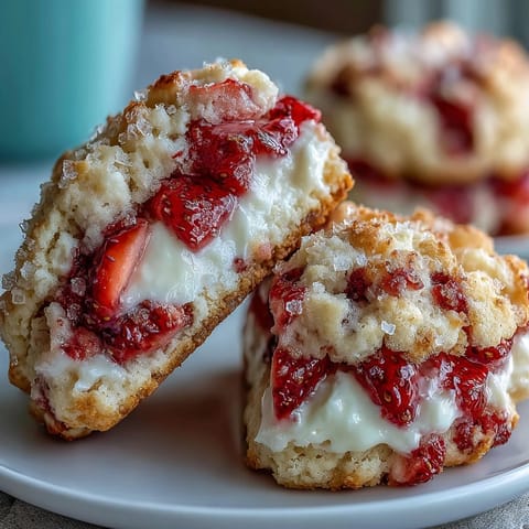 Creamy cottage cheese and juicy strawberries combine in these soft, melt-in-your-mouth strawberry shortcake-inspired cookies.