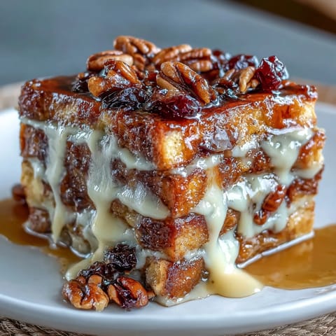 Warm and comforting easy capirotada with cinnamon, piloncillo, and raisins, layered with toasted bread and melted cheese.