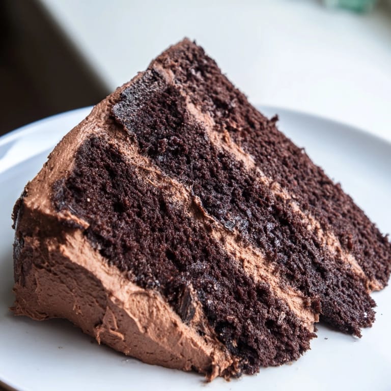 This homemade Devil's Food Cake presents beautifully, with a fluffy, intensely flavored chocolate frosting.
