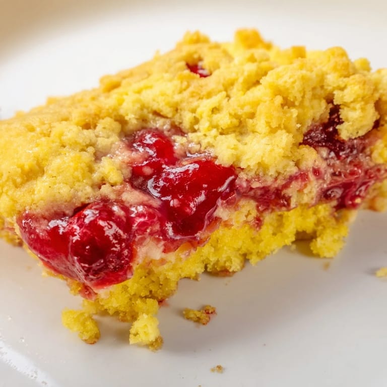 Fruity and sweet, a warm slice of easy Dump Cake with a buttery, golden top.
