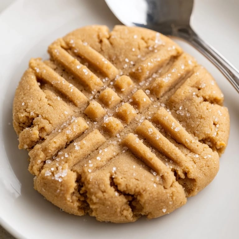 Arrangement of homemade peanut butter cookies sitting on a cooling rack, perfectly textured.