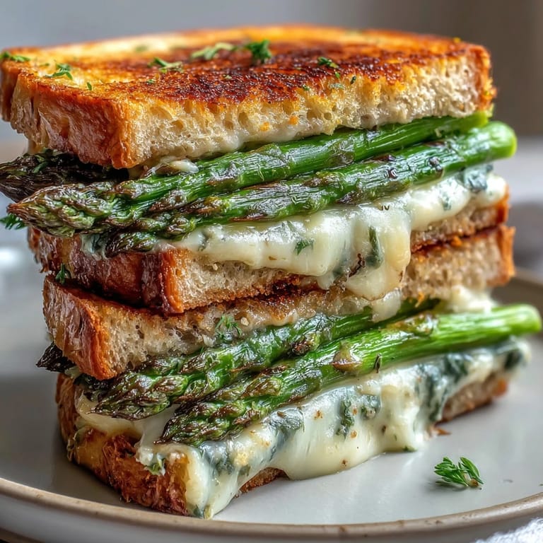 Luxury Asparagus and Brie Grilled Cheese, showcasing tender grilled spears and creamy cheese.