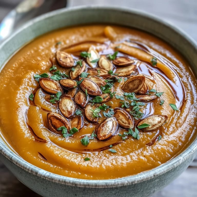Homemade butternut squash soup in a white ceramic bowl, paired with crusty bread for dipping on the side.
