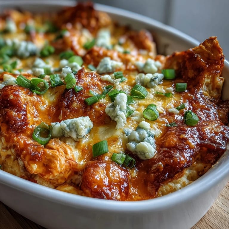 Creamy, spicy Buffalo Chicken Dip garnished with fresh green onions, perfect for game day gatherings and parties.