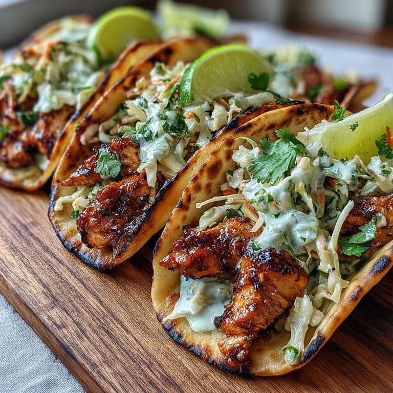 Warm garlic naan holding tender Honey Garlic Naan Chicken Tacos with colorful veggies.