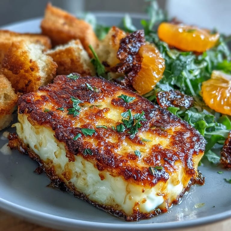 Crispy fried halloumi cheese and fresh greens tossed with blood orange slices, cucumber, and cherry tomatoes in a tangy pomegranate dressing.