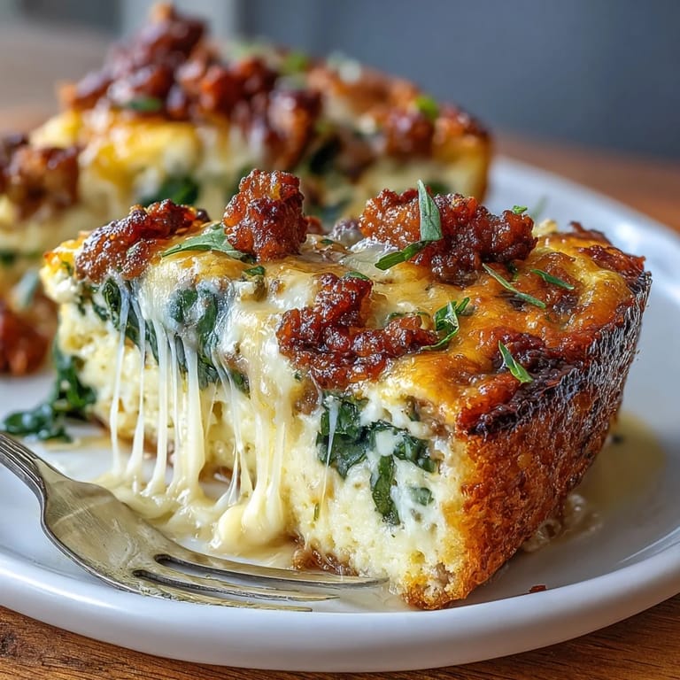 Easy meal-prep breakfast bake featuring seasoned sausage, tender spinach, and creamy eggs for busy keto diets.