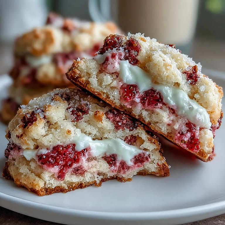 Golden-edged cottage cheese cookies loaded with diced strawberries, offering a delightful twist on classic strawberry shortcake.
