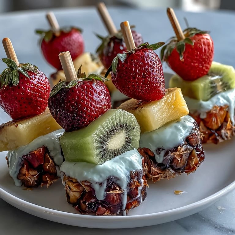 Kid-friendly bento box lunch with vibrant fruit skewers, honey-vanilla yogurt dip, and wholesome sides like carrots and cherry tomatoes for a balanced, fun meal.