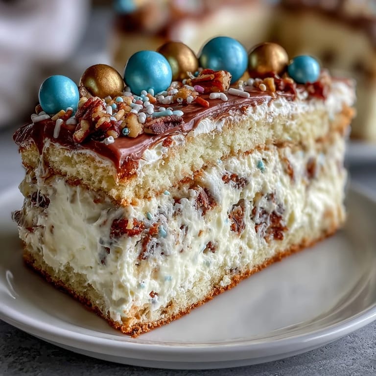 Elegant vanilla sponge cake with creamy buttercream frosting, decorated with colorful balloon toppers for a festive graduation celebration.