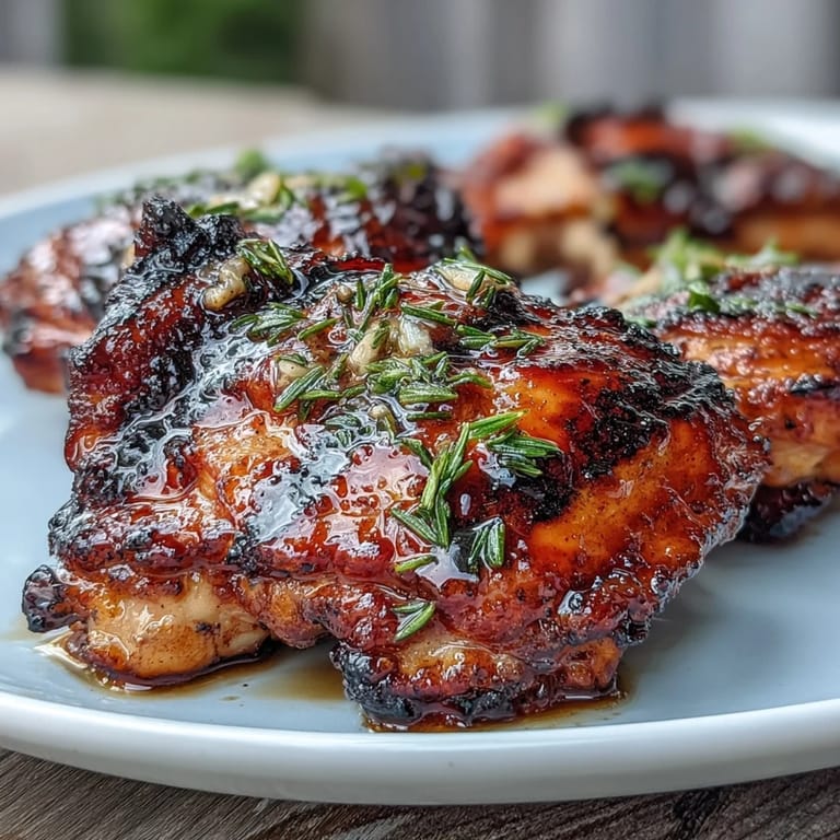 Juicy bone-in chicken thighs marinated in honey garlic blend, grilled to golden perfection with smoky char.