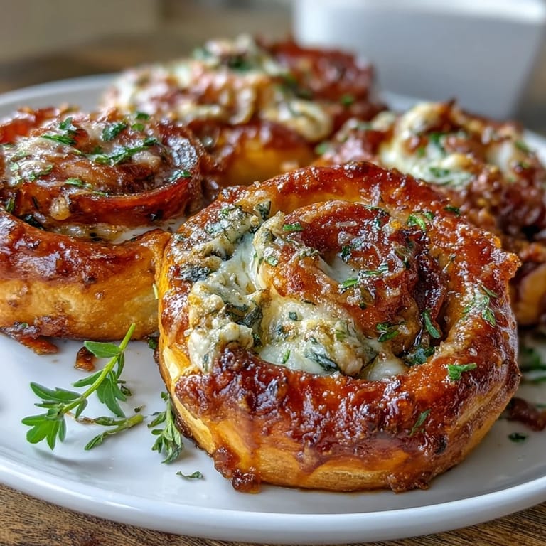 Savory Pizza Pinwheels baked to perfection, oozing with melted cheese and pepperoni in every flaky bite.