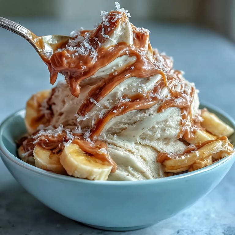 Easy 4-Ingredient Peanut Butter Banana Ice Cream, ready to scoop for a healthy treat.