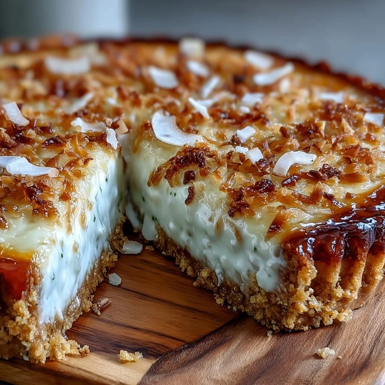Luscious Coconut Lime Tart with toasted coconut garnish, ready for dessert.