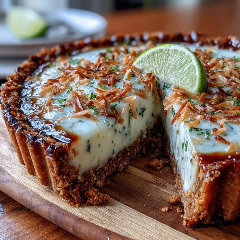 Bright, tangy Coconut Lime Tart, a perfect slice for summer refreshment.