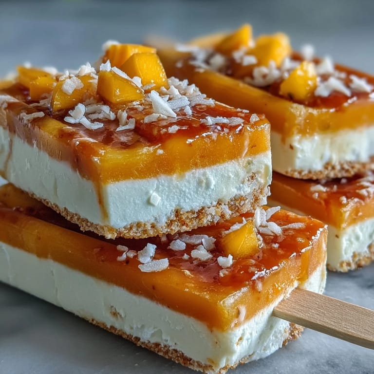 Deliciously smooth Vegan Mango Coconut Popsicles, showcasing sweet mango and rich coconut bliss.