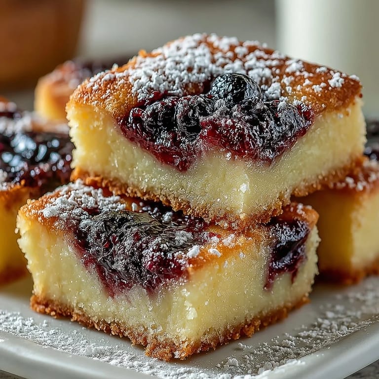 Visually stunning blackberry lemon bars featuring a rich shortbread and fruit swirl.