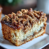 A golden cardamom coffee cake with a crunchy brown sugar streusel, perfect for cozy mornings.  