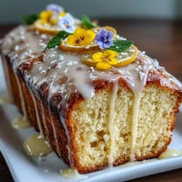 Moist lemon drizzle cake with tangy glaze and edible flower decorations, perfect for Mothers Day celebrations and spring gatherings.